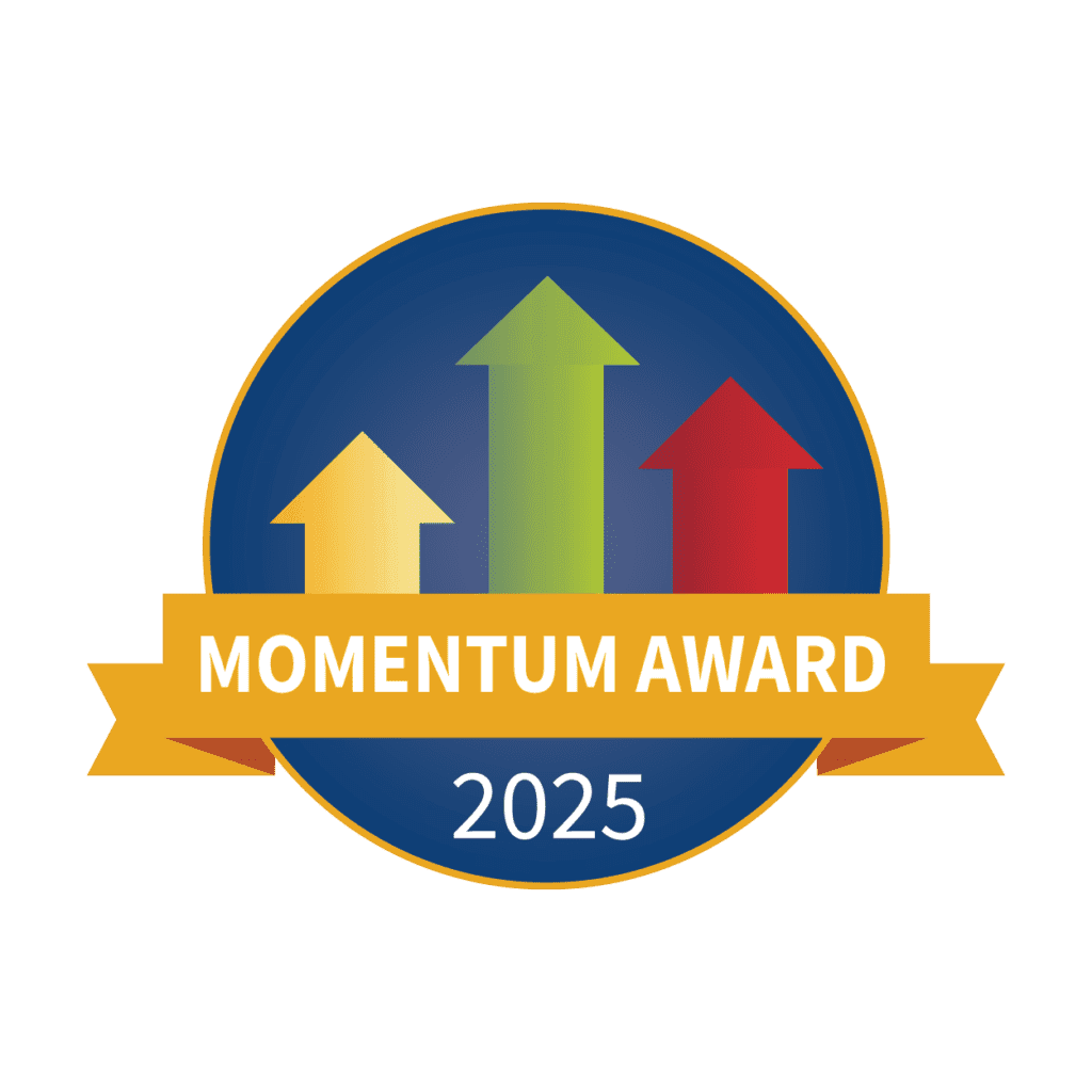 Momentum Award 2025 logo with three upward arrows.